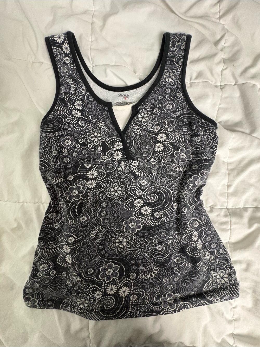 Y2K Danskin Black and White Paisley Tank Top